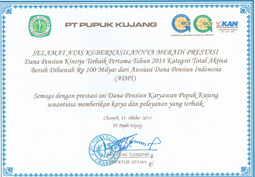 Apresiasi Pendiri atas Prestasi Kinerja Terbaik 2014